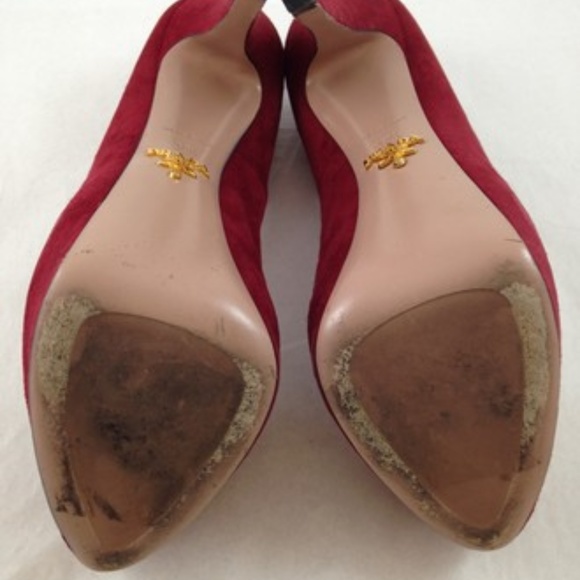Suede Red Prada Pumps - Picture 5 of 8